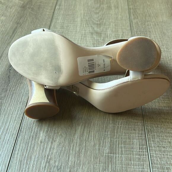 Jeffrey Campbell Ivory Leather Striped Sandal One Strap Heels - Picture 6 of 7